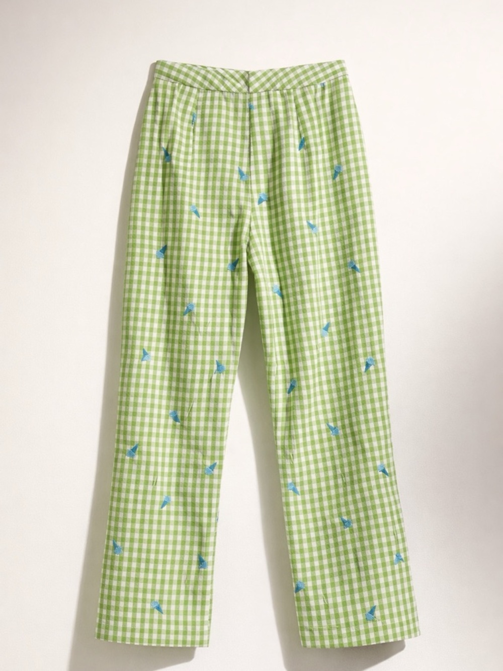 Lilly Pulitzer Gingham Cropped Pants, Green/blue cones, 0 (fits like 2), EUC - Picture 3 of 9